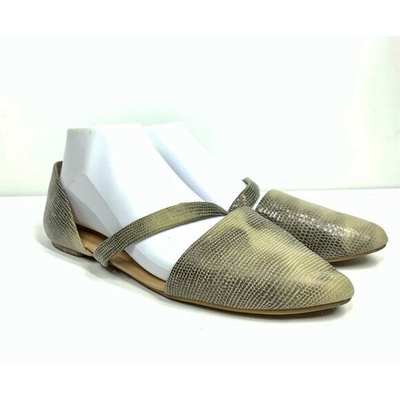 Lucky Brand Snakeskin Print Slip On Mutli Gray Flats Shoes Single Strap Women 9 - Picture 1 of 7